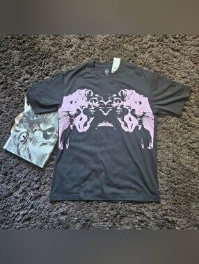 Tory Burch RARE nwt mirrored kitty cat black art t shirt medium and cat shopping
